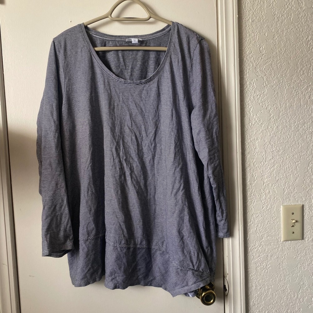 Pure Jill J Jill Womens XL Striped Cotton Long Sleeve Asymmetric Tunic